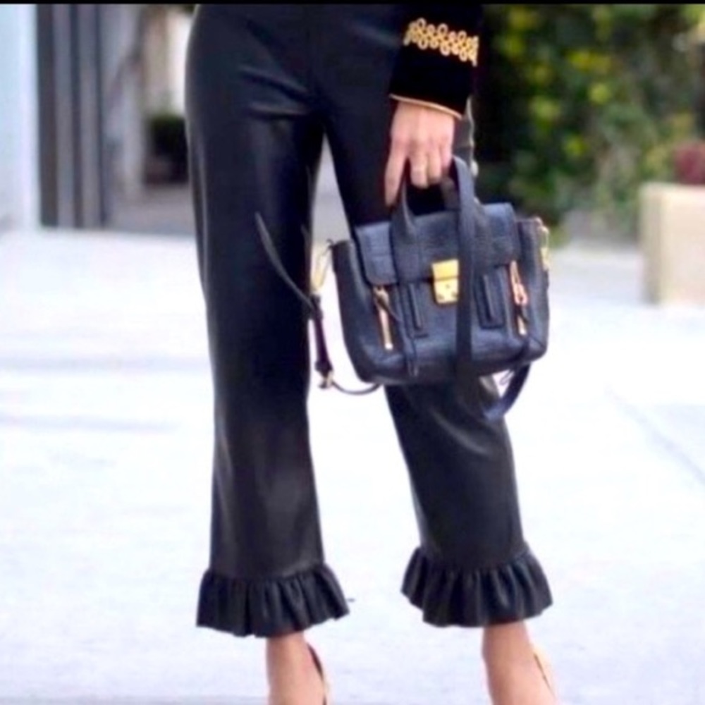 Zara Faux Leather Crop Ruffle Pants